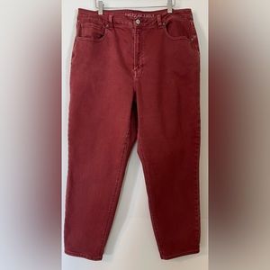 American Eagle Womens Mom Jean Size 18 Maroon Red Stretch